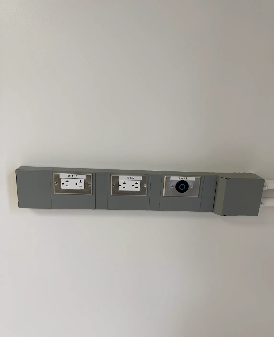 Commercial receptacle box installed for cord drop power