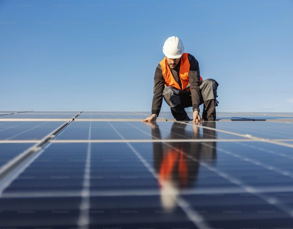Technician performing solar installation service in San Jose, CA home